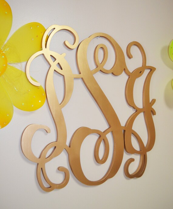 Gold Wooden Monogram Wall Hanging Letters Door