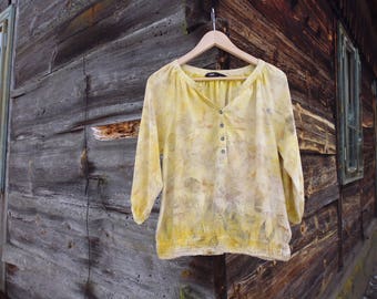 Eco printed upcycled blouse