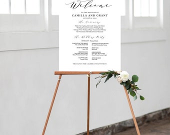 Wedding Program Sign Poster - Modern Wedding Welcome Sign - Editable PDF Template Instant Download - Lovely Calligraphy inv004_2