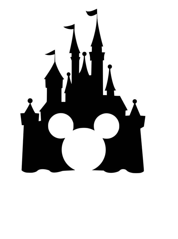 tshirt vector noir Transfer On Iron Heat Castle Disney Ears Cutout Mickey with