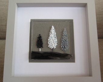 Winter/Snowy Trees Fused Glass Picture