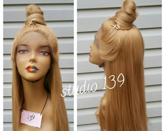 Honey blonde custom colored and made lace front wig