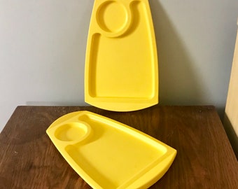 Vintage Set of 2 Bright Yellow Fremware Snack Plates