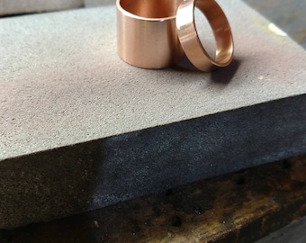 Copper wedding ring set, his and hers