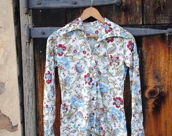 Persian Floral Novelty Print Seventies Shirt