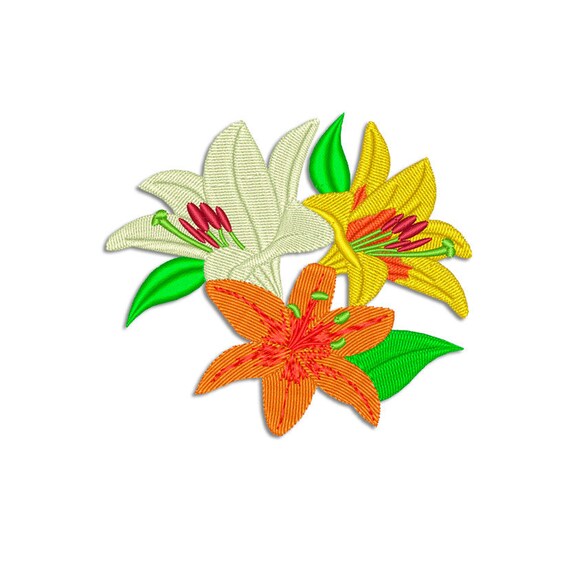 Flower Embroidery design Lily Machine embroidery design