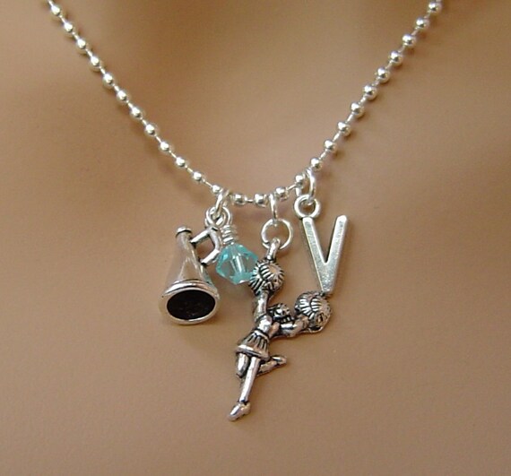Cheerleader Megaphone Personalized Necklace with Initial