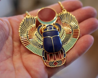 Retro Bronze Scarab Beetle Pendant Egyptian Necklace Jewellery | Kephra | Keph Ra | Kephra Pendant | Kephra Scarab