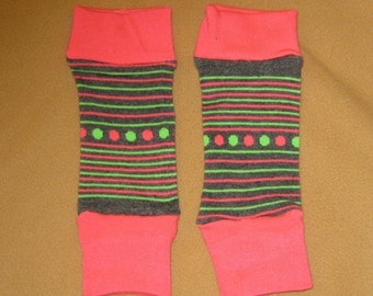 Leg warmer, Infant, Newborn, Toddler-Lime, Pink and Grey stripe-infant leg warmer, newborn leg warmer, baby girl leg warmer, baby leg warmer
