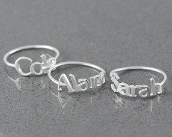 My Name Ring • Personalized name ring • Message ring • Memorial Initial Ring • Sympathy Gift • Gift for Her ( SMD 27 NW )