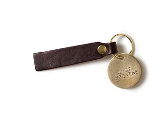 Just Breathe Brass Keytag