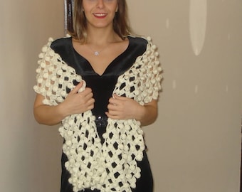 Ready to ship /Crochet Ivory Wedding Shawl Scarf, Bridal Shawl, Wedding Shawl, Cover Up, Bridal Accessories, Bridesmaid Shawl, Bridal Wrap