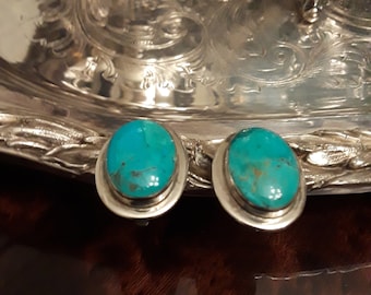 Sterling silver native American turquoise clip on earrings