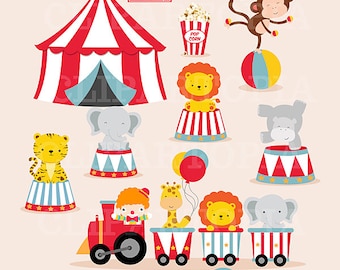 Vintage Carnival Circus Digital clipart / Animal Circus clip art / Circus Train Clipart For Personal and Commercial Use/Instant download