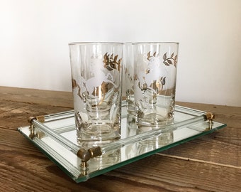 Vintage Lucite and Brass Mirror Tray