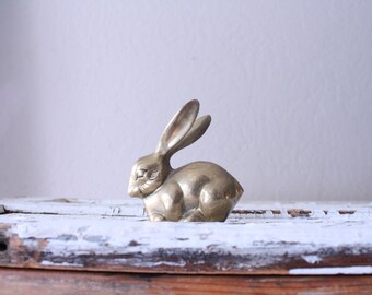 Vintage Brass Bunny Rabbit // Solid Brass