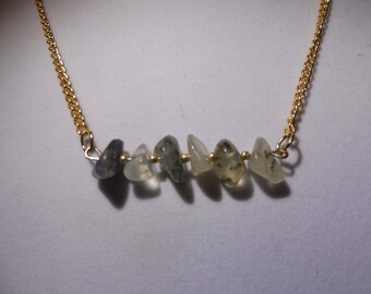 Prehnite Bar Necklace | Prehnite Necklace | Gemstone Necklace