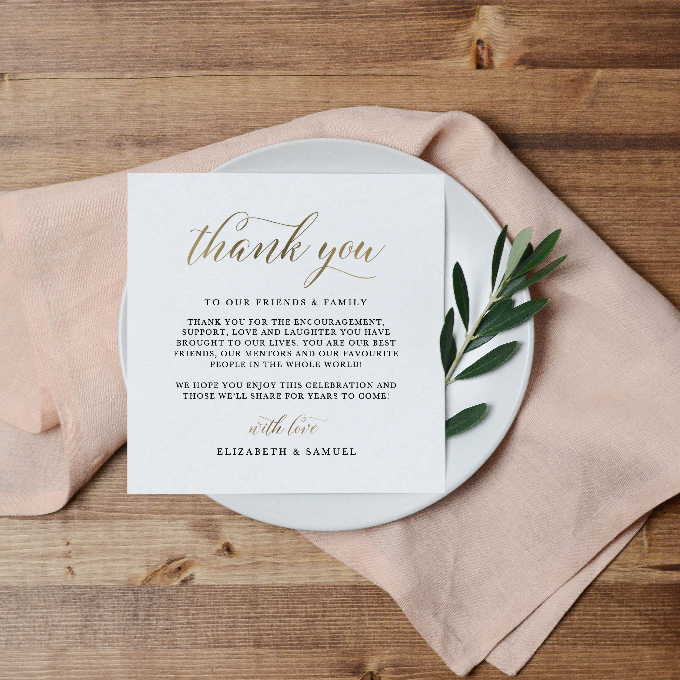 Printable Thank You Letter Template Wedding Table Thank You