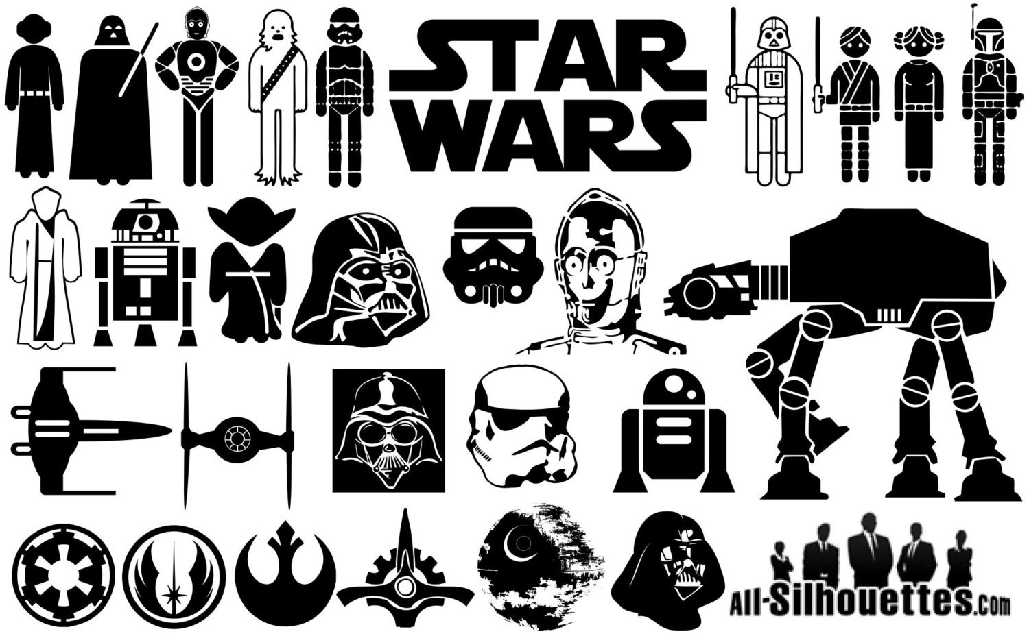 Download Star Wars Silhouettes Pack Silhouette SVG Cut Files Instant