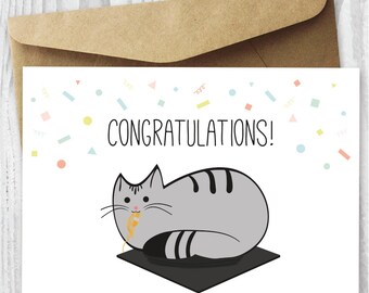 Graduation Card Printables, Funny Cat Graduation Card, Congratulations Card Instant Download, Veterinary School Graduation