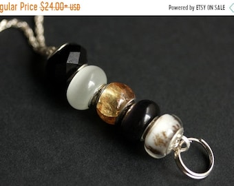 MOTHERS DAY SALE Badge Holder Black and White Badge Lanyard. Silver Id Lanyard Handmade Nurse Lanyard. Beaded Badge Necklace Lampwork Glass