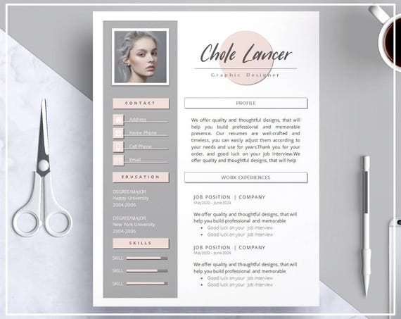 Curriculum vitae modèle de rose / Pink CV modèle / modèle de