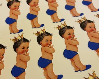 Ethnic Royal Little Prince Stickers Peel and stick 1st Birthday party or baby shower decor or use with invitations tag