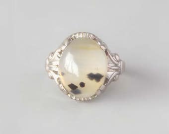 RESERVED / Agate Sterling Ring. 1930s or 40s.