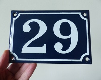 Vintage French metal enamel house number 29 - Gate number
