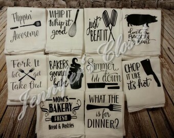 Flour Sack Towels, Funny Kitchen Decor, Funny Kitchen Towels, Christmas Gifts, White Elephant Gift, Wedding Gift, Funny Song Lyrics, Mother