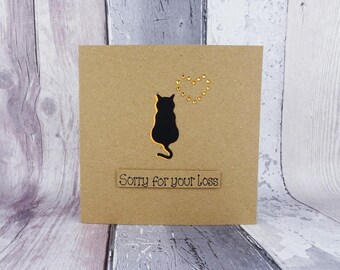 Cat sympathy card, Thinking of you card, Handmade loss of a cat card, Cat condolences card, Death of a pet card, With sympathy cat card