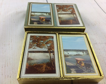 Vintage 1960s Congress playing cards, waterfall scene playing cards