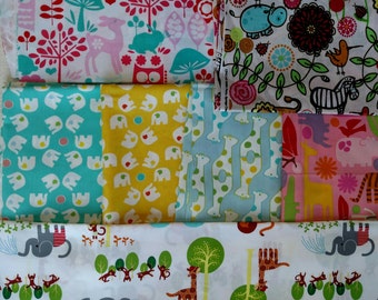 Animal Fabric DESTASH LOT F1039 First 2 Images only. Kids Quilting Cotton Over 3.5 yards total Elephants, Giraffes, etc. More Lots Available
