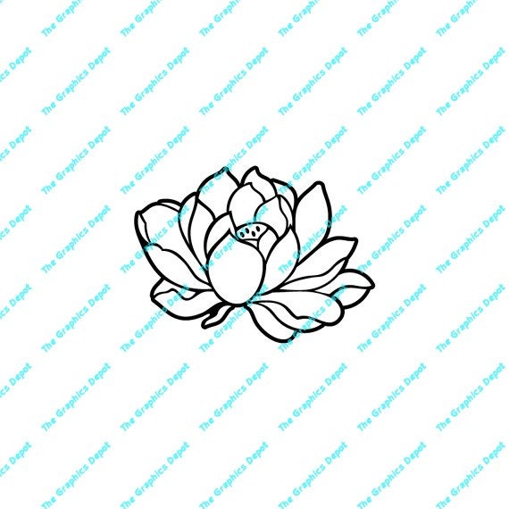 Digital Download Lotus Flower DXF PDF SVG files