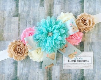 Gender reveal maternity sash, teepee baby shower, aqua maternity sash for gender reveal, mom to be gender reveal maternity sash, maternity