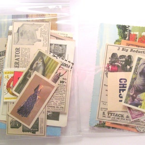 Small vintage paper ephemera pack: 20 mixed pieces for craft. Includes postcard, stamps and more. Pack for scrapbooks, journals, smash books