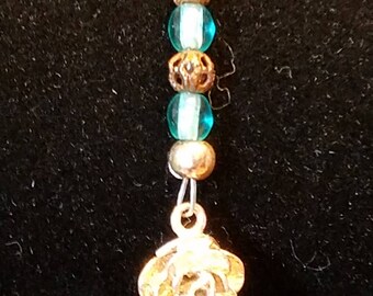 CLEARANCE - 8.5" Blue and Antiqued Silver Bracelet