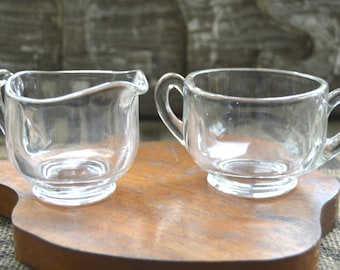 Vintage Glass Sugar and Creamer Set