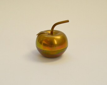 Vintage Mid-Century Brass Apple Trinket Dish