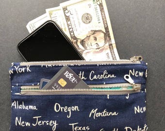 Zipper pouch - zipper bag - wallet - clutch