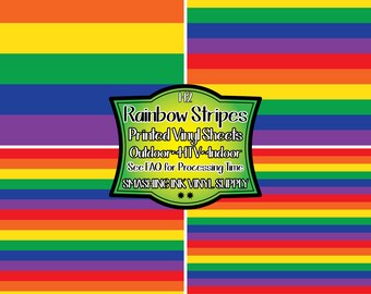 Rainbow Print Striped Vinyl/Printed Heat Transfer Vinyl/Pattern Vinyl/Printed 651 Vinyl/Printed 631 Vinyl/Printed Outdoor Vinyl/Printed HTV
