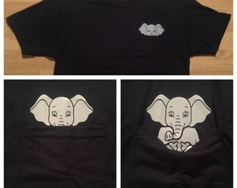 Elephant Middle Finger Pocket T Shirt