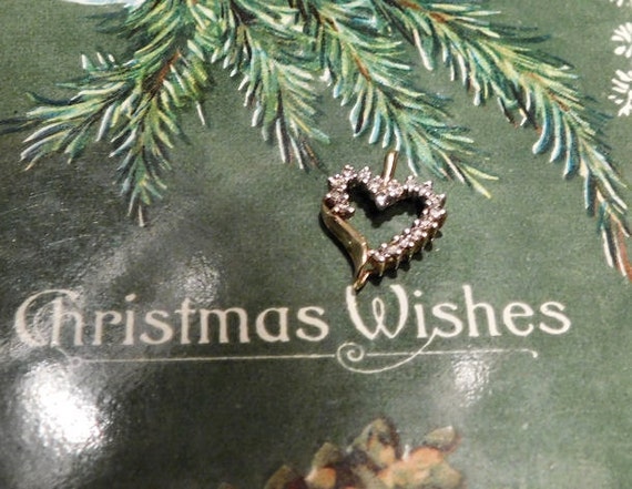 Diamond Heart Pendant / Valentines Day / 14K Yellow Gold