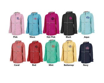 Charles River Rain Jacket - Monogrammed Rain Jacket - Charles River Rain Coat - Women's Rain Coat - Monogrammed Full Zip Rain Jacket