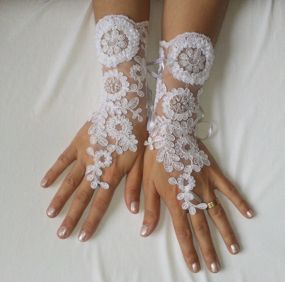 White, lace, gloves, wedding, prom, party, bridal, gloves, party prom, 239