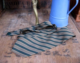 Lucino Tie, Striped Tie, Striped Necktie, Vintage Necktie, Vintage Tie, Mens Necktie, Made In England, 1960s Tie, 1960s Necktie, Green Gold