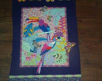 ALEXANDER HENRY fabric panel-RIO-exotic birds, prrots, tropical