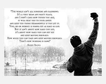 Rocky Balboa Quote B/W Print Poster or Canvas
