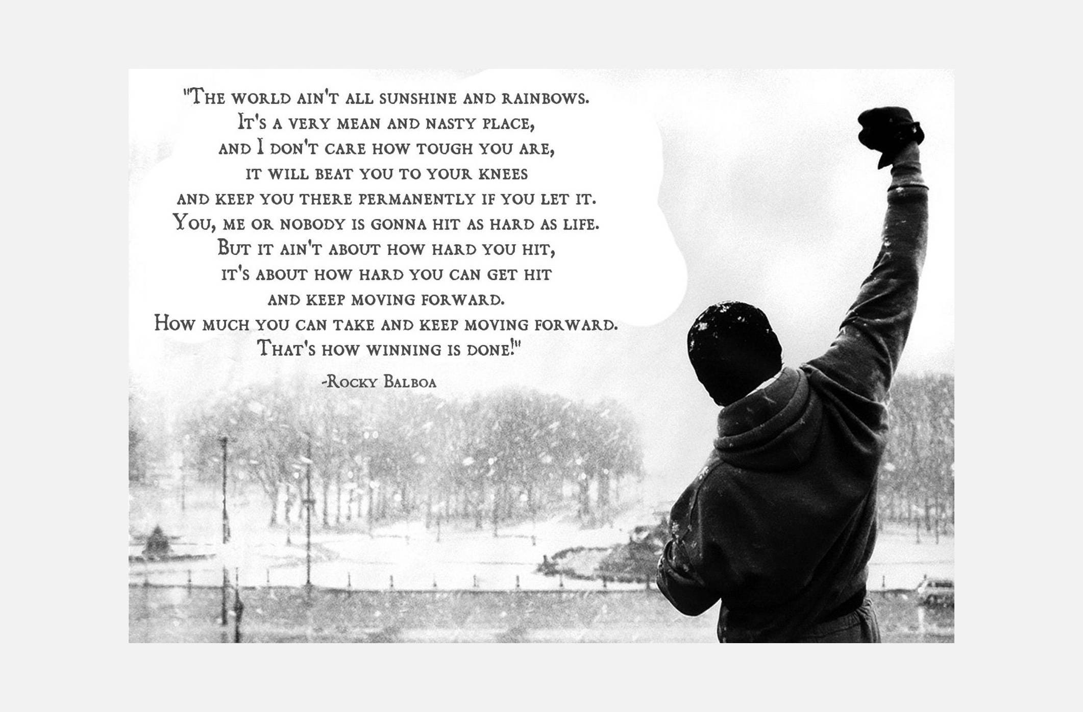Rocky Balboa Quote B/W Print Poster or Canvas