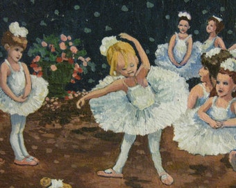 Ballerina ACEO mini Print Little White Ballerina,Art Print of original acrylic painting,cute picture,little dancers,children,ballet recital